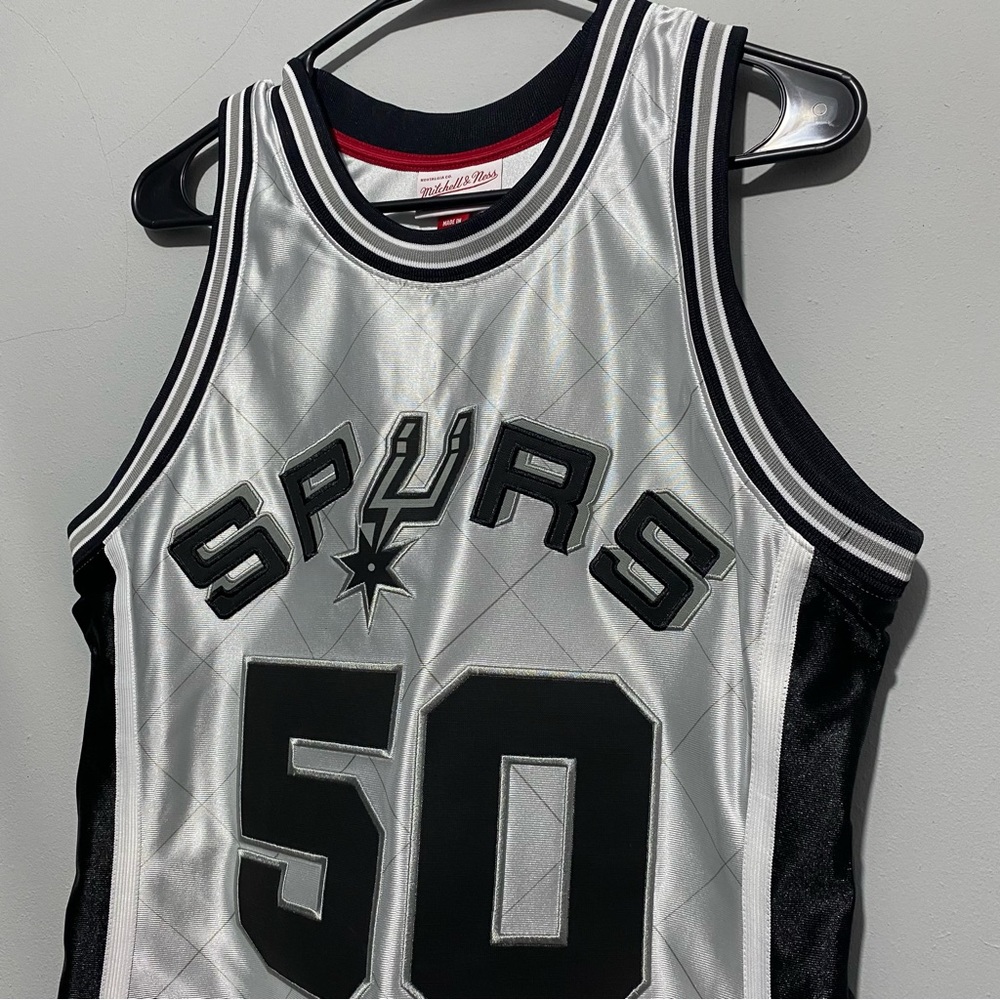 new mitchell ness david robinson spurs 50 black silver and white men’s siz small